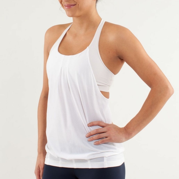 Lululemon Practice Freely Tank White / Dune Gingham Size 10